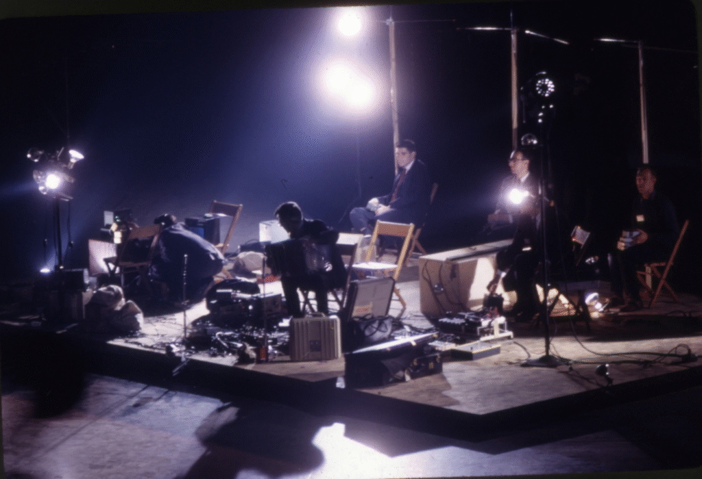 View of the platform with David Tudor performing. Photo Robert McElroy.